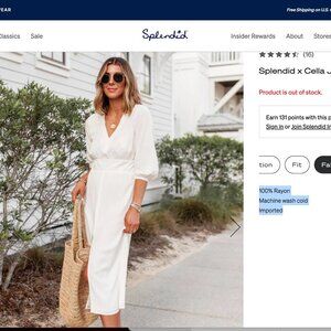 New With Tags: Splendid White Midi Dress